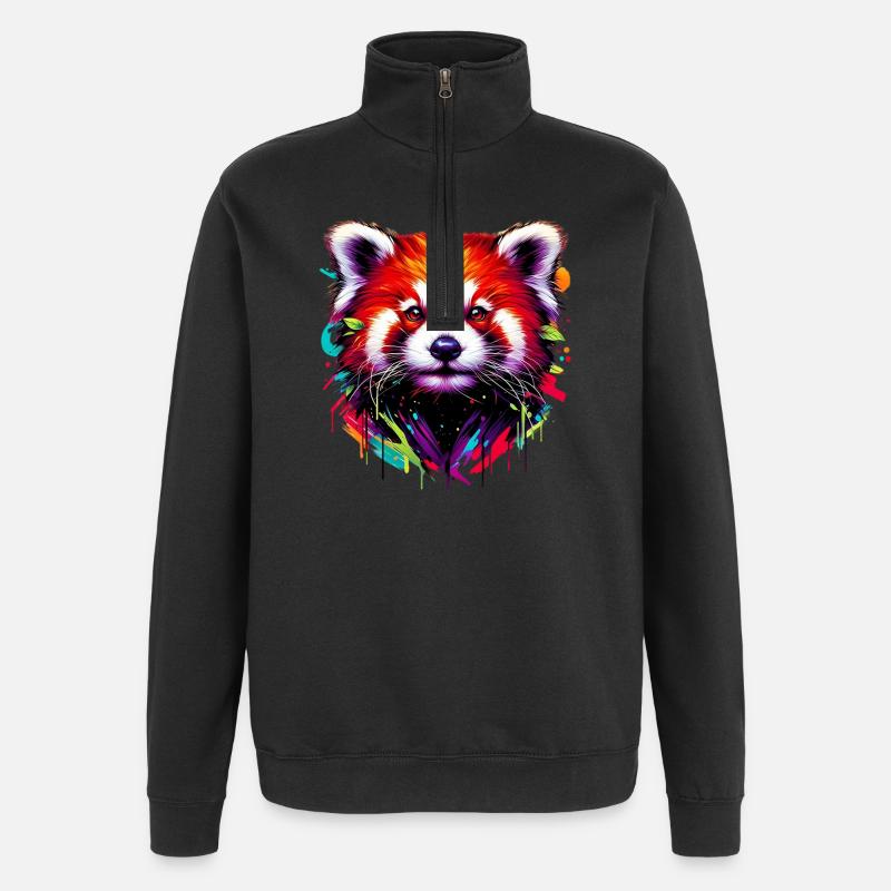 Red panda - Quarter-Zip Sweatshirt - black