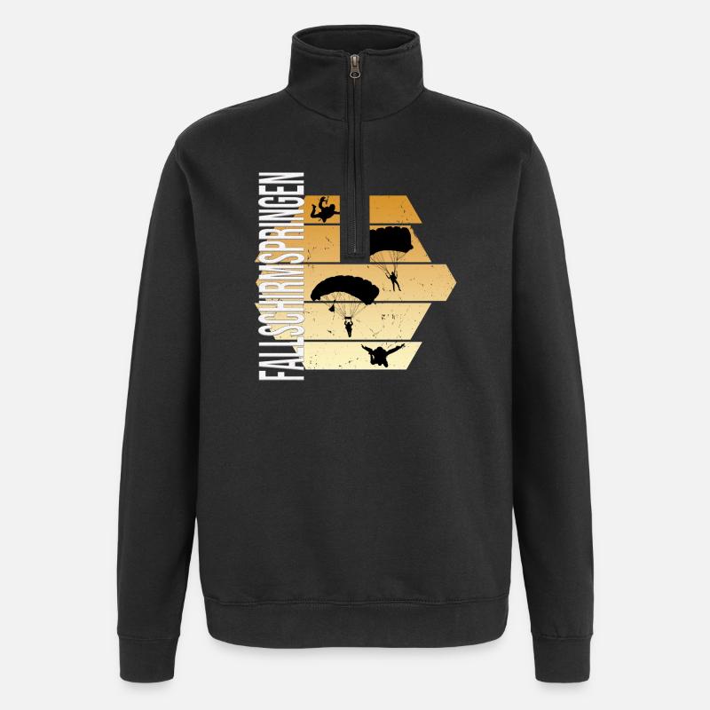 Fallschirmspringen - Quarter-Zip-Sweatshirt - Schwarz