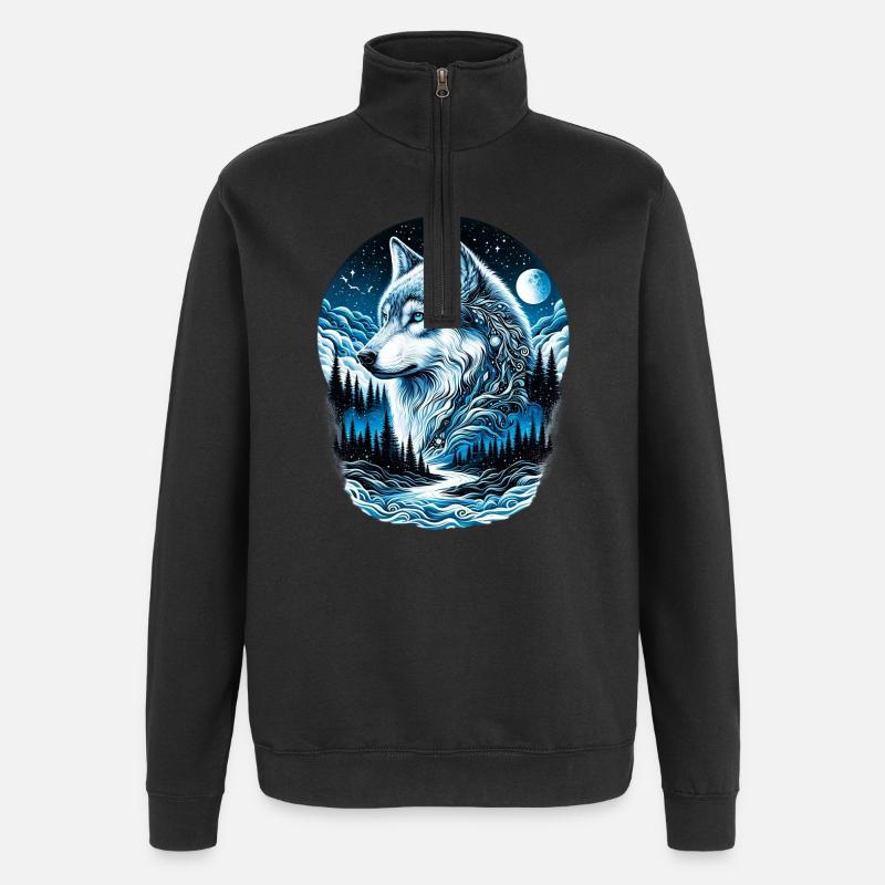 Loup - Sweat à zip 1/4 - noir