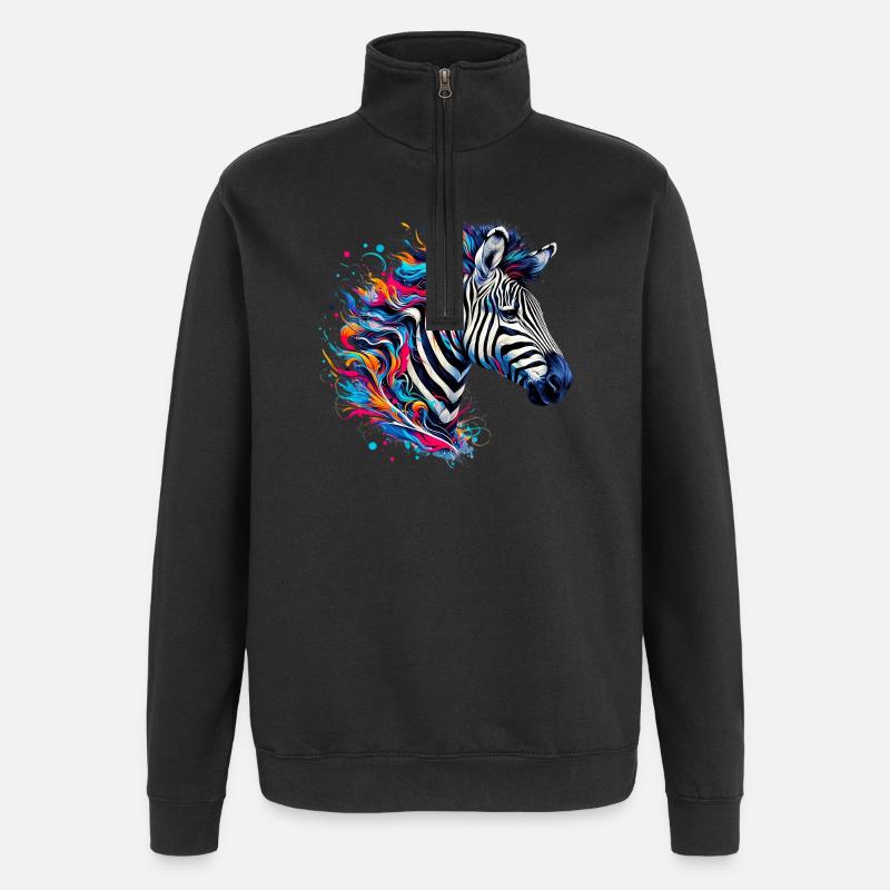 Zebra - Quarter-Zip Sweatshirt - black