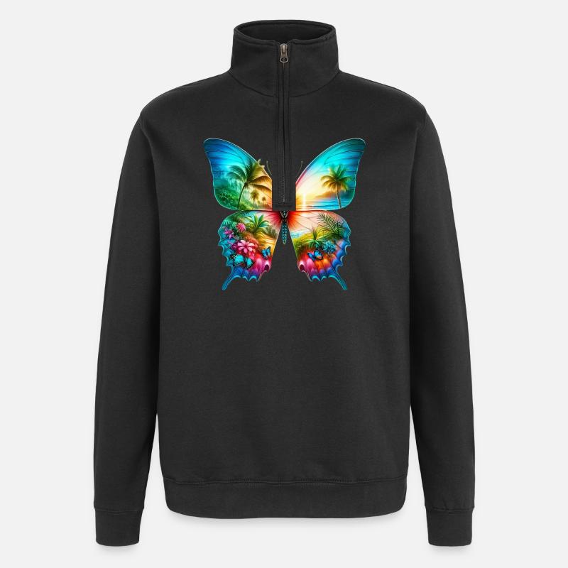 Schmetterling - Quarter-Zip-Sweatshirt - Schwarz