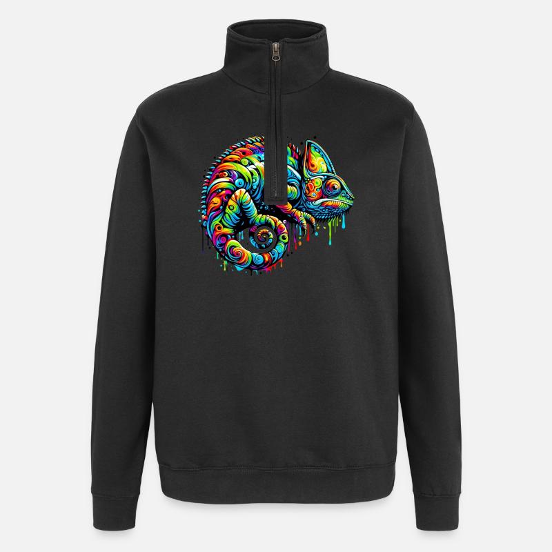 Caméléon - Sweat à zip 1/4 - noir