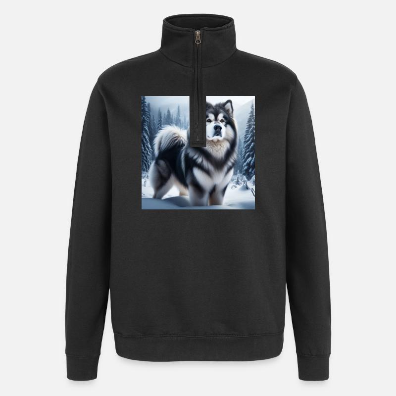Malamute d’Alaska - Sweat à zip 1/4 - noir