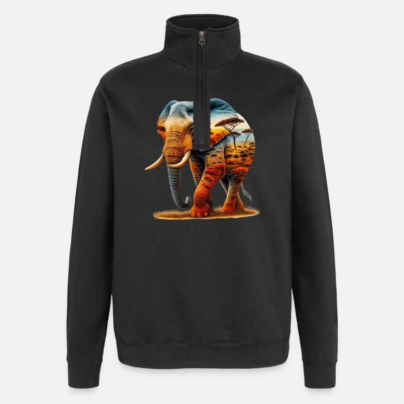 Elephant - Quarter-Zip Sweatshirt - black