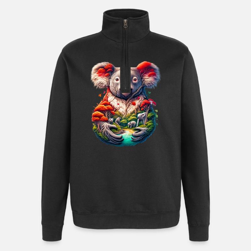 Koala - Sweat à zip 1/4 - noir