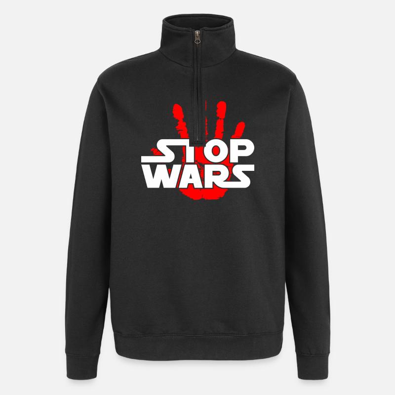 Stoppt Kriege - Quarter-Zip-Sweatshirt - Schwarz