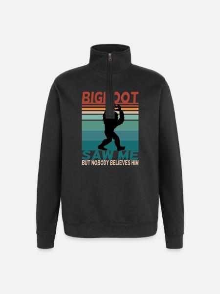 Bigfoot lustiger Spruch Retro Background - Quarter-Zip-Sweatshirt - Schwarz