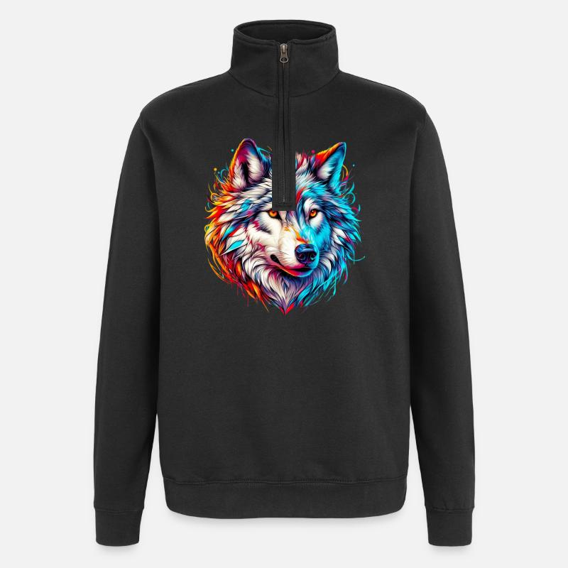 Wolf - Quarter-Zip-Sweatshirt - Schwarz