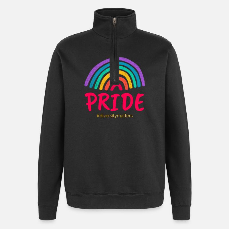 Pride pink #diversitymatters - Quarter-Zip Sweatshirt - black