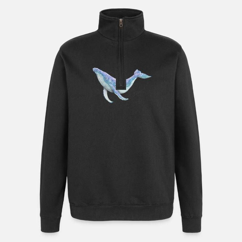 Buckelwal - Quarter-Zip-Sweatshirt - Schwarz