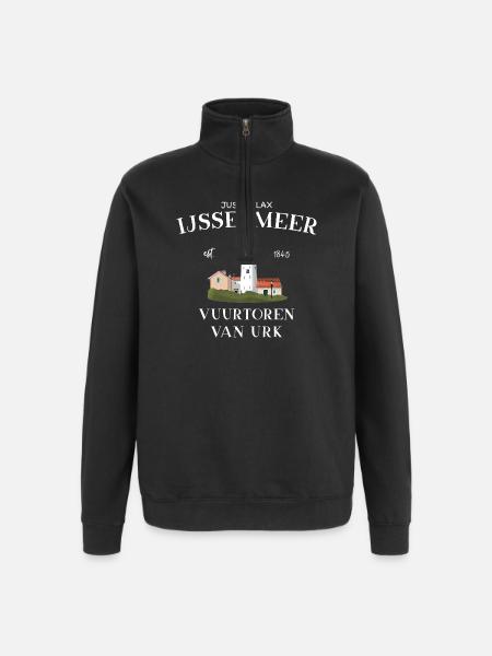 Urk Lighthouse, IJsselmeer Netherlands, Drawing - Quarter-Zip Sweatshirt - black
