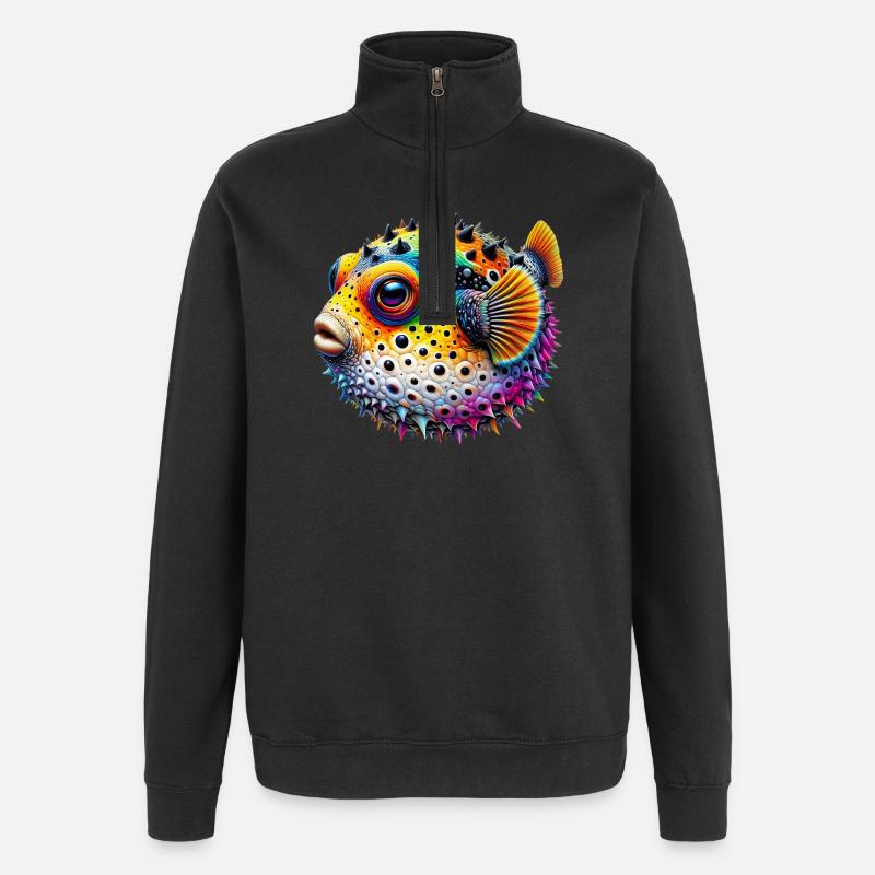 Kugelfisch - Quarter-Zip-Sweatshirt - Schwarz