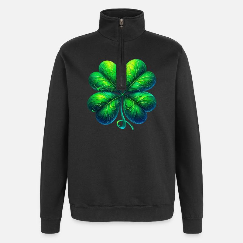 Four-leaf clover - Quarter-Zip Sweatshirt - black