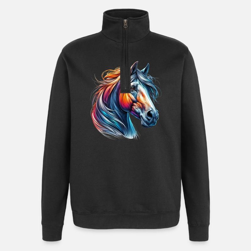 Cheval - Sweat à zip 1/4 - noir