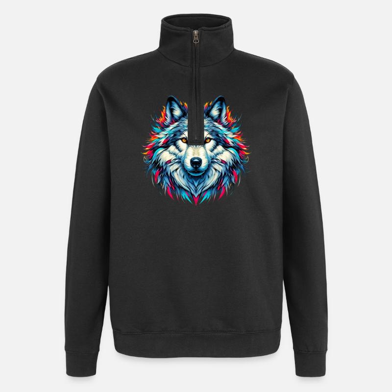 Wolf - Quarter-Zip Sweatshirt - black