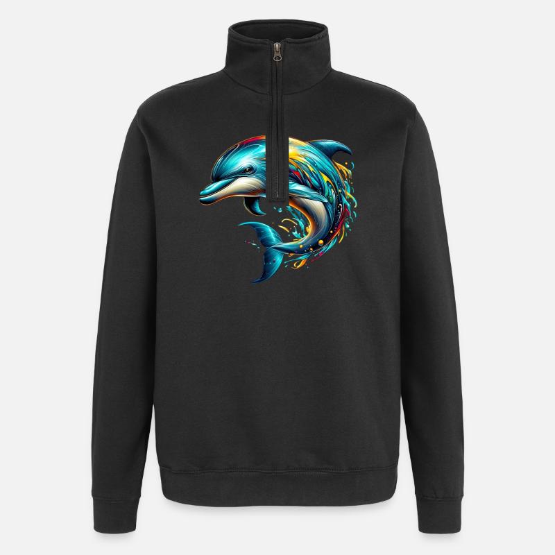 Delfin - Quarter-Zip-Sweatshirt - Schwarz