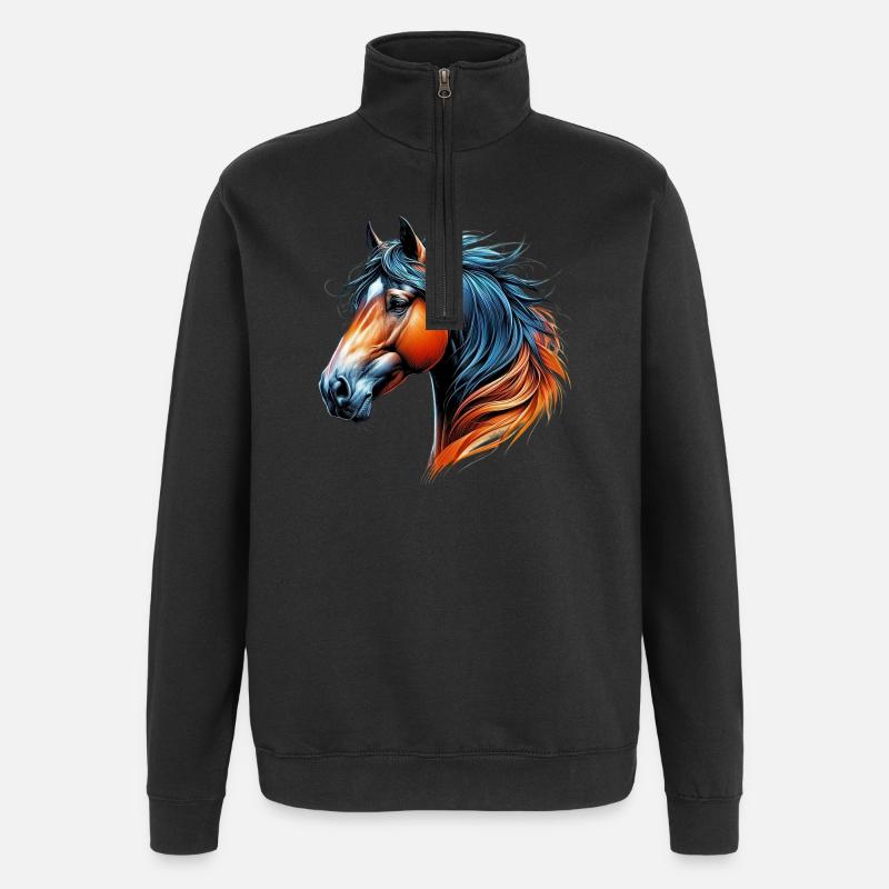 Pferd - Quarter-Zip-Sweatshirt - Schwarz