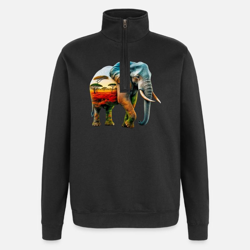 Éléphant - Sweat à zip 1/4 - noir