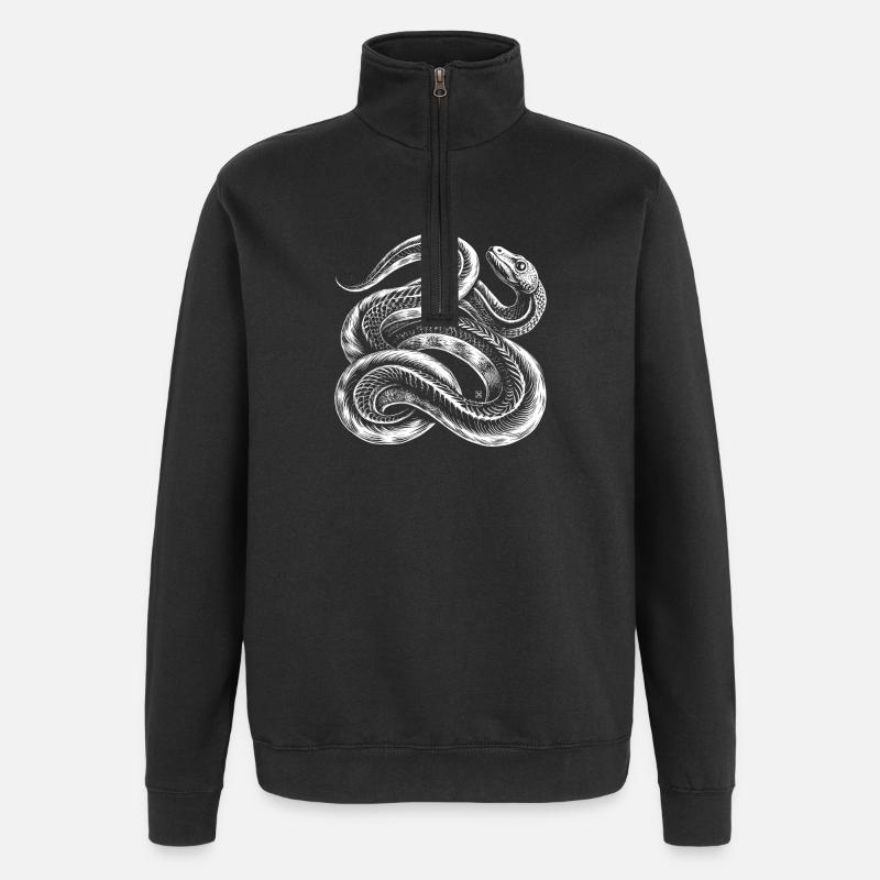 Serpent blanc entrelacé - Sweat à zip 1/4 - noir