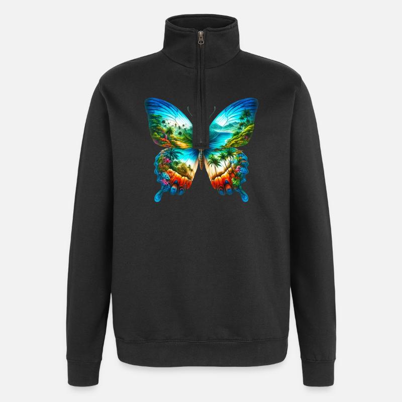 Papillon - Sweat à zip 1/4 - noir