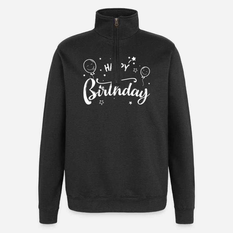 Birthday Balloons Script - Quarter-Zip Sweatshirt - black