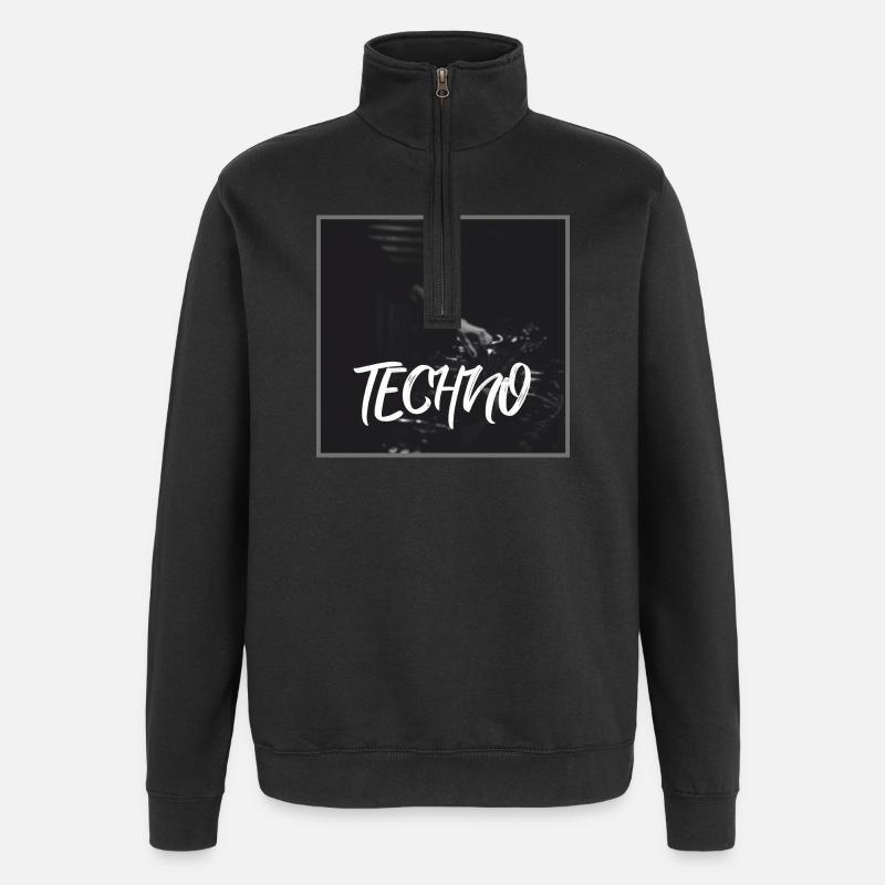 Design techno énergique avec motif DJ - Sweat à zip 1/4 - noir