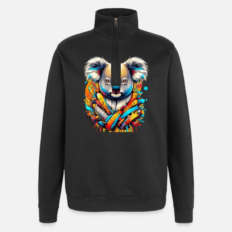 Koala - Sweat à zip 1/4 - noir
