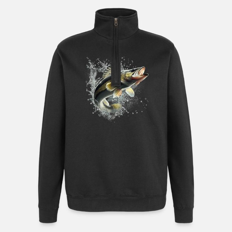 Fish - Quarter-Zip Sweatshirt - black