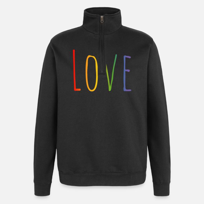 CSD LGBT Regenbogen Love Design - Quarter-Zip-Sweatshirt - Schwarz