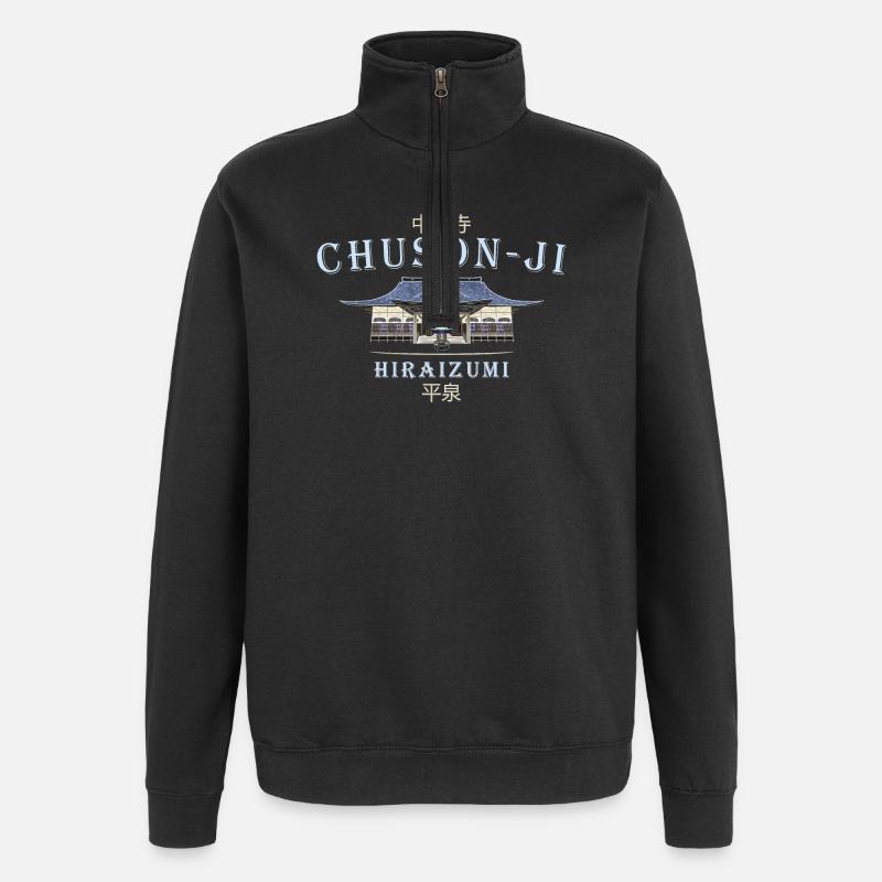Japon Chuson-ji, temple bouddhiste, Hiraizumi - Sweat à zip 1/4 - noir