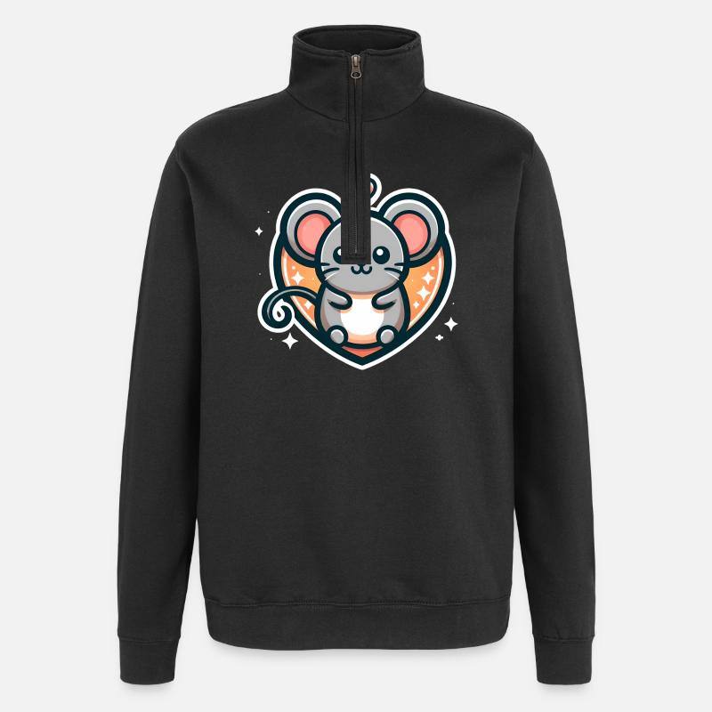Souris préférée - Sweat à zip 1/4 - noir