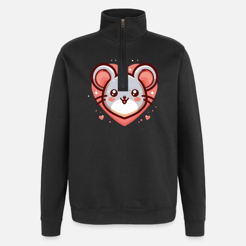 Mäuseherz - Quarter-Zip-Sweatshirt - Schwarz