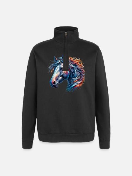 Cheval - Sweat à zip 1/4 - noir