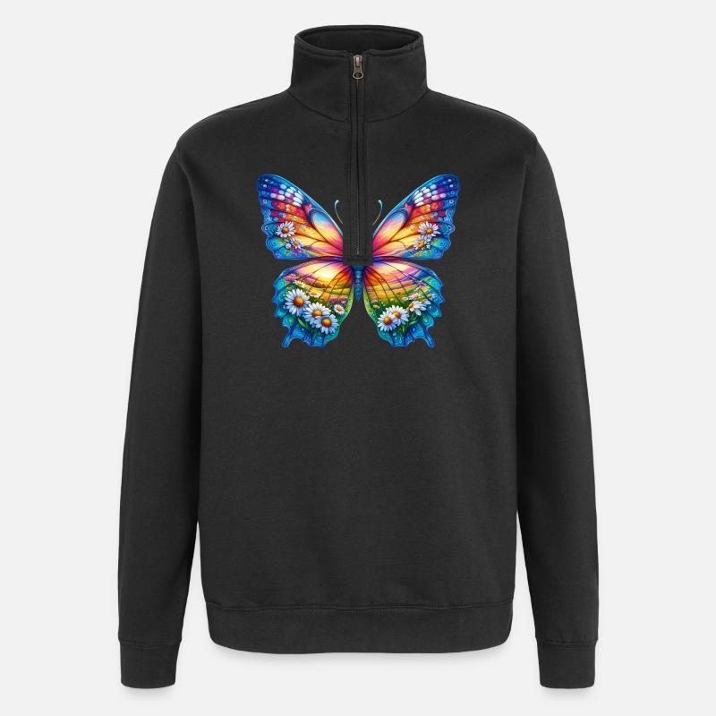 Schmetterlingsblumen Gänseblümchen Gänseblümchen - Quarter-Zip-Sweatshirt - Schwarz