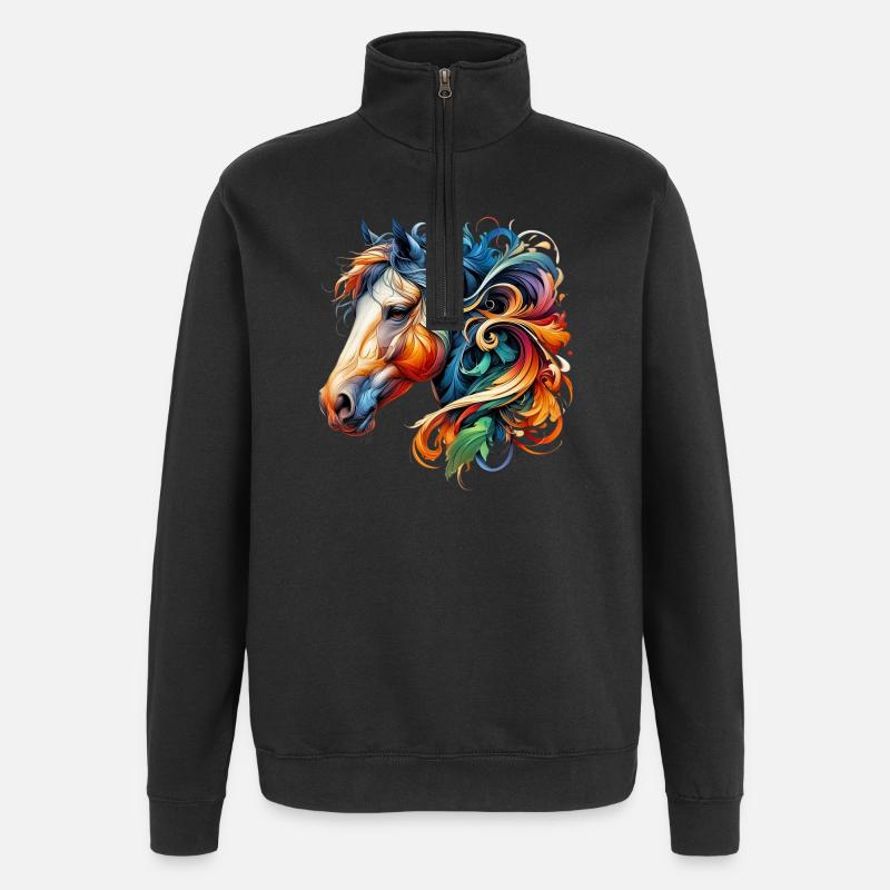 Pferd - Quarter-Zip-Sweatshirt - Schwarz