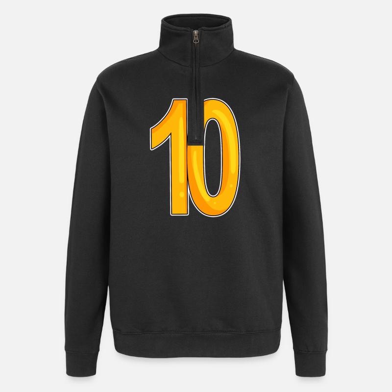 10 - ten - yellow - Quarter-Zip Sweatshirt - black
