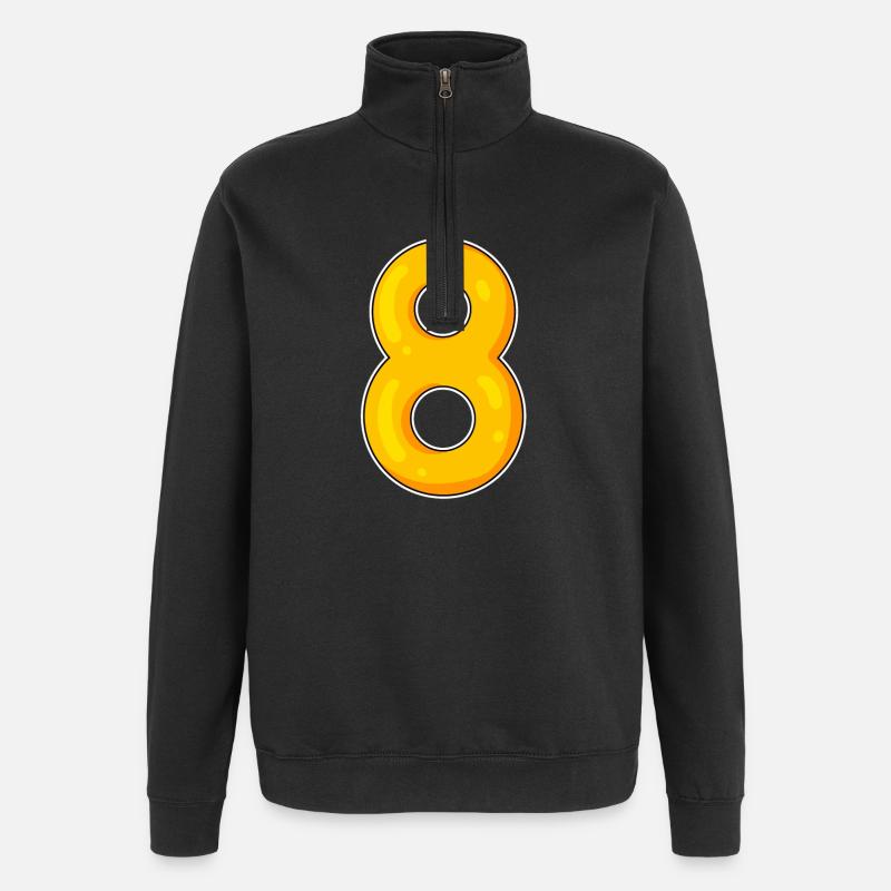 8 Gelb - Quarter-Zip-Sweatshirt - Schwarz