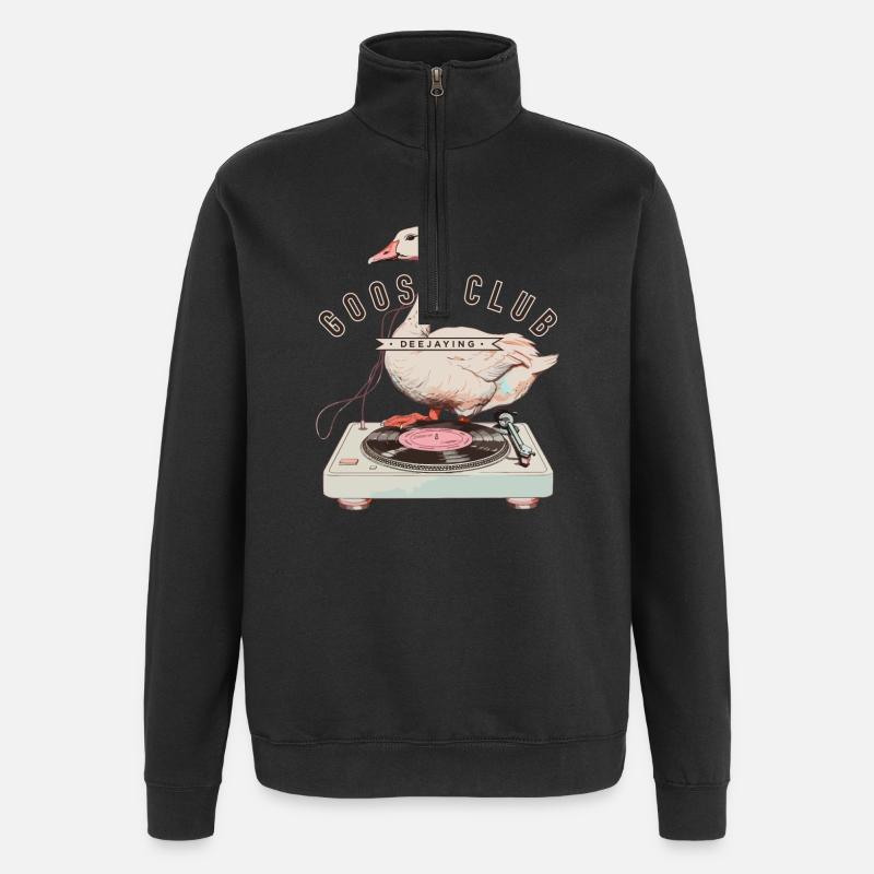 Dancing Goose DJ Logo - Quarter-Zip Sweatshirt - black