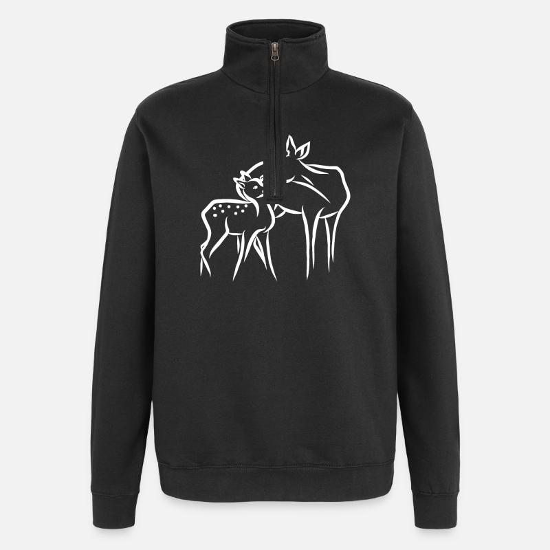 Roe deer with fawn - Quarter-Zip Sweatshirt - black