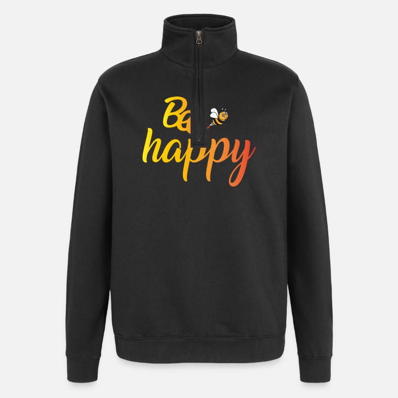 Bee Happy Gradient Font - Quarter-Zip Sweatshirt - black