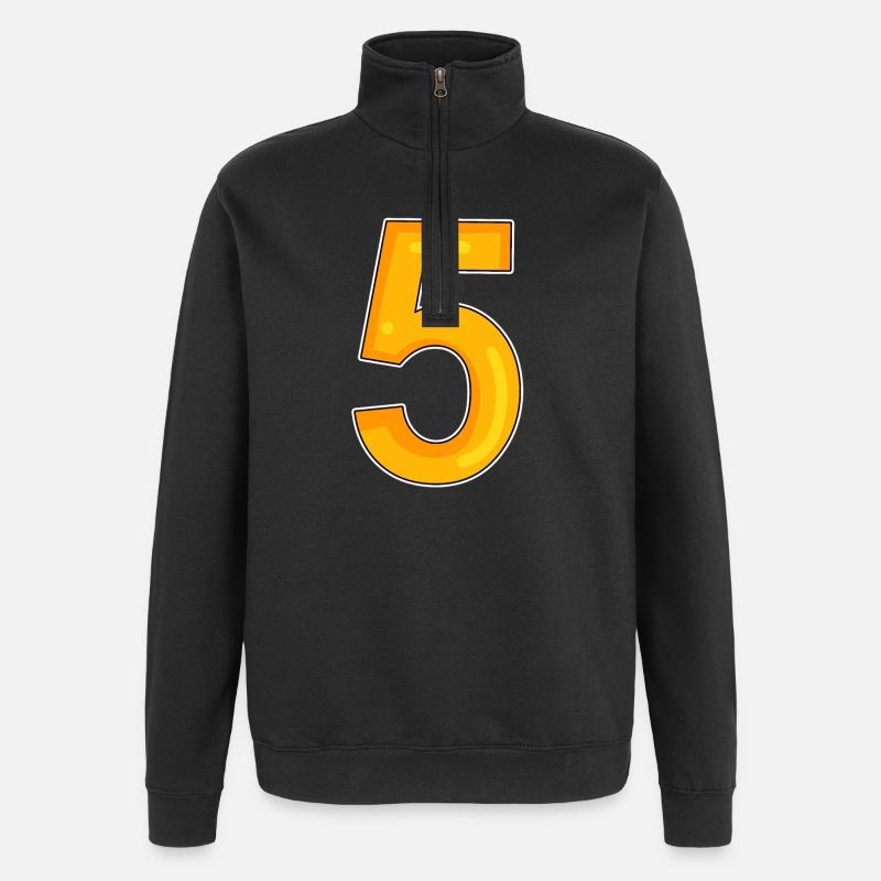 Zahl 5 - Quarter-Zip-Sweatshirt - Schwarz