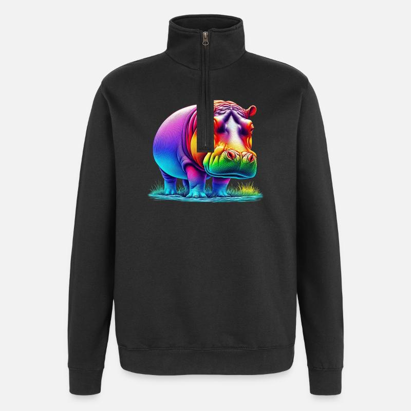 Hippopotame - Sweat à zip 1/4 - noir