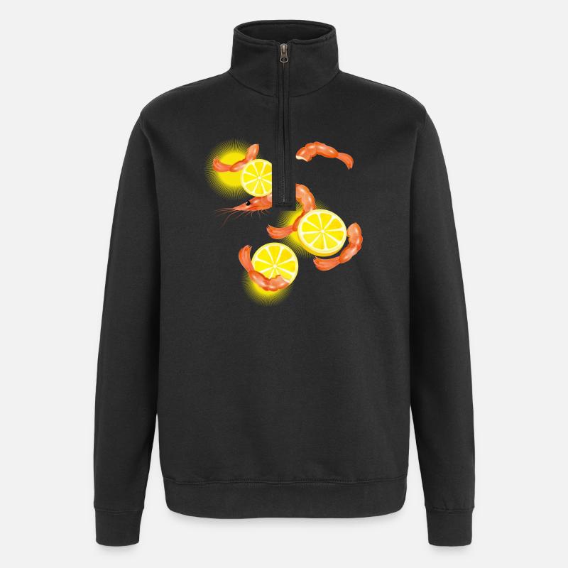 Garnelen oder Shrimps mit Zitronen Scheiben - Quarter-Zip-Sweatshirt - Schwarz