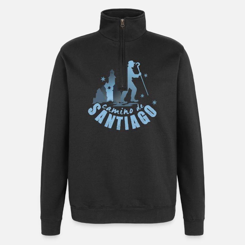 Camino de Santiago, chemin de Compostelle - Sweat à zip 1/4 - noir