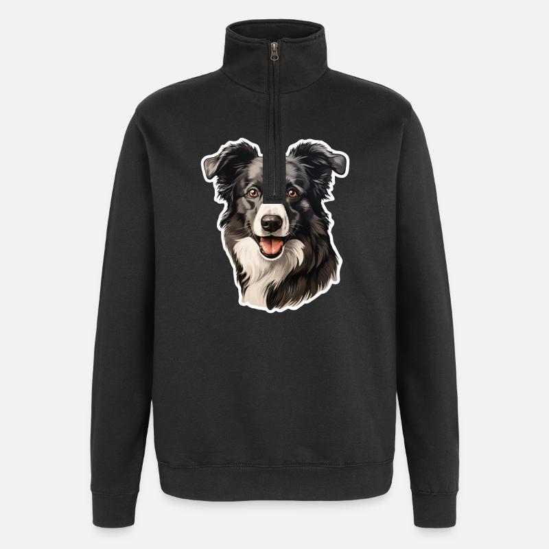 Border Collie - Sweat à zip 1/4 - noir
