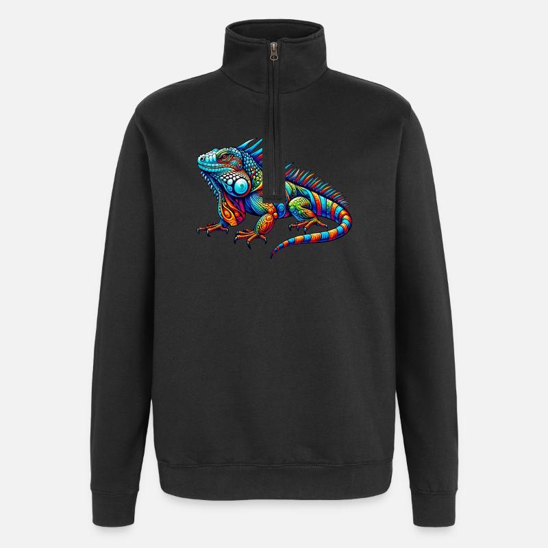 Iguane - Sweat à zip 1/4 - noir