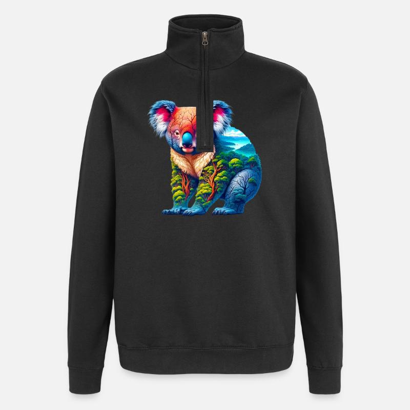 Koala - Sweat à zip 1/4 - noir