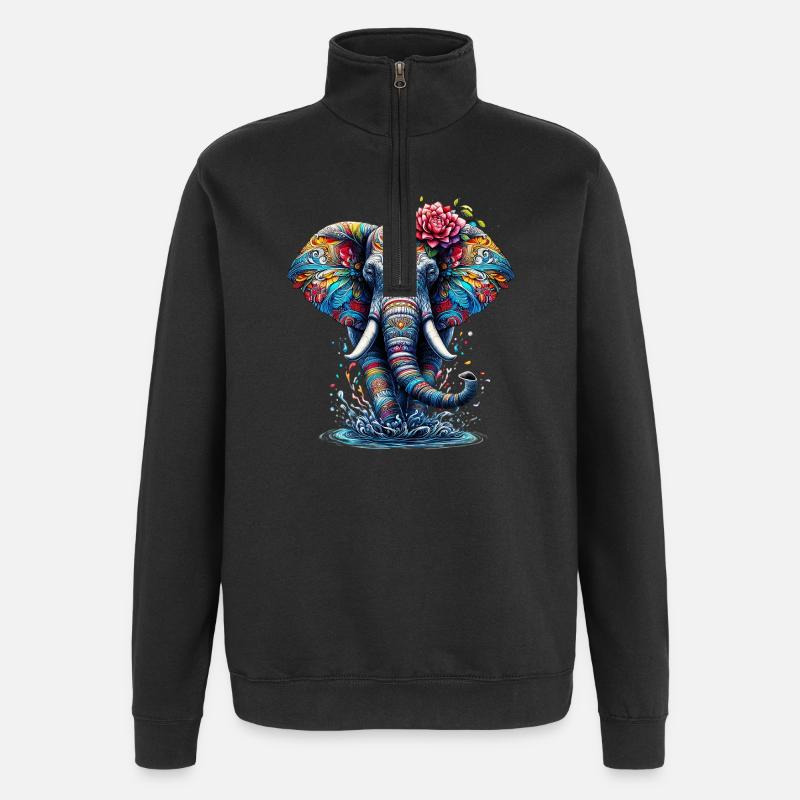 Elefant - Quarter-Zip-Sweatshirt - Schwarz