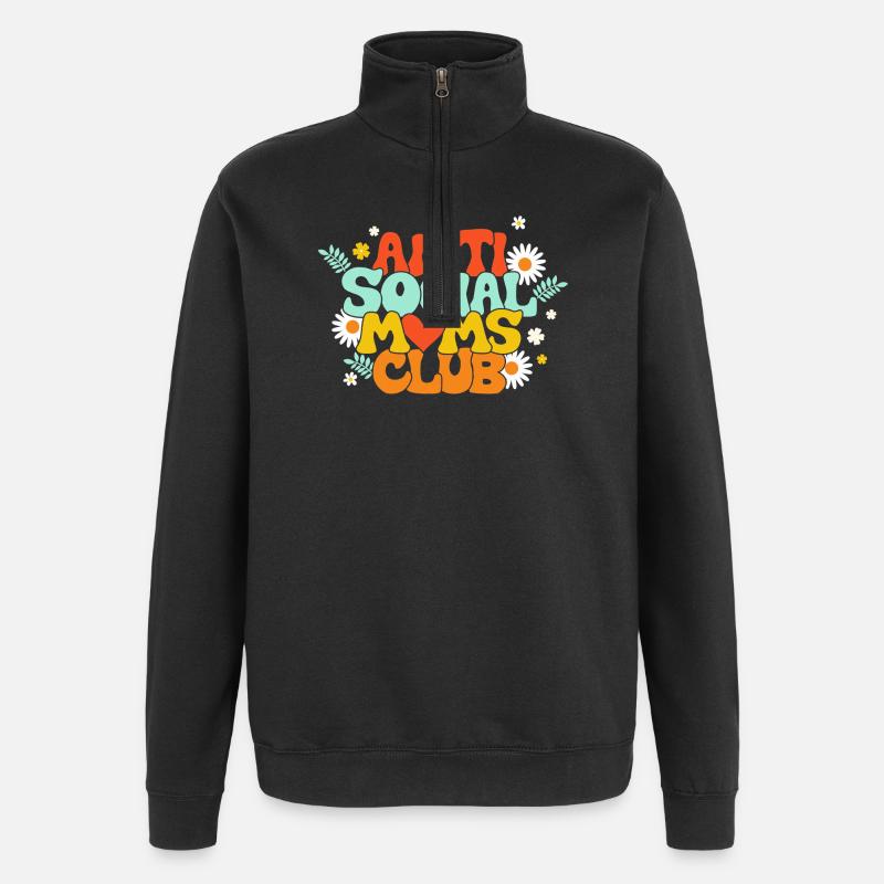 maman, maman humour, hippie - Sweat à zip 1/4 - noir