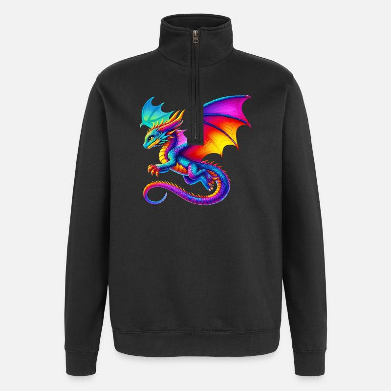 Drache - Quarter-Zip-Sweatshirt - Schwarz